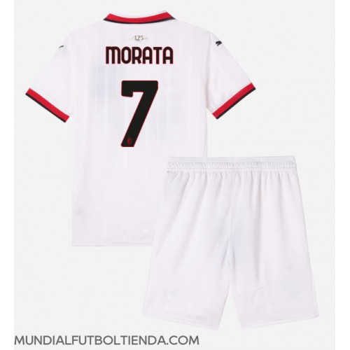 Camiseta AC Milan Alvaro Morata #7 Segunda Equipación Replica 2024-25 para niños mangas cortas (+ Pantalones cortos)